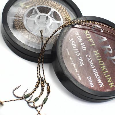 China Line 20m Carp Fishing Line Uncoated Hooklink Braid Sink Line Brown Soft Link Carp For Hair Rig 15IB 25IB 35IB for sale