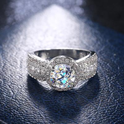 China Trendy Supplier Jewelry Design Silver Color Plated Gypsophila Inlaid With Big Zirconium Diamond Ring Wedding Engagement Ring for sale