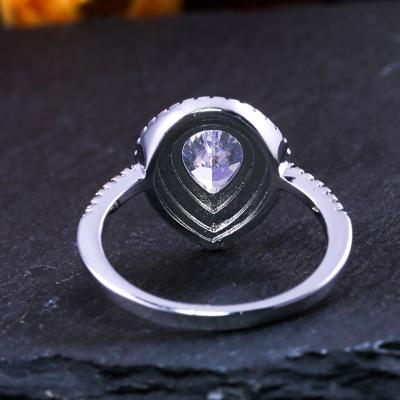 China Trendy Fashion Jewelry Pear Shaped Engagement Ring For Women Water Drop Zircon Ring White Gold Plated Color for sale