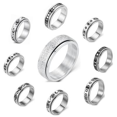 China FASHIONABLE high quality stainless steel men's rings moon star explosions European and American titanium steel ring 6MM fashion for sale