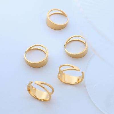 China 2021 hot selling TRENDY luxury titanium steel jewelry 18k gold plated chic design crafting Ring For Women for sale