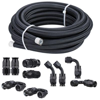 China Universal Reinforced Hao Fa PTFE E85 Hose Tube Transmission Nylon Braided Fuel Line Fittings Kit 16FT for sale