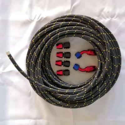 China AN4 AN6 AN8 AN10 AN12 AN16 Auto Fuel /Oil Colored Nylon Braided Oil Cooler Fuel Knitted Hose With Aluminum Fittings And Assembly for sale