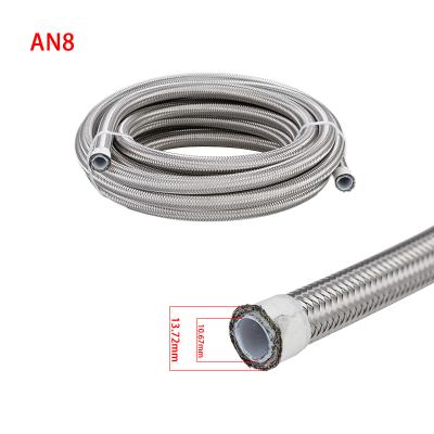 China 8AN AN8 SS ptfe steam oil gas hose 304 ptfe auto high pressure braided hose stainless steel flexible hose for sale