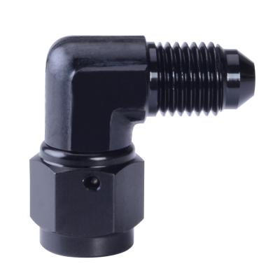 China Hose Lines Connect -4 Male to -4AN Female Aluminum 90 Degree Coupler Union Swivel Mount Adapters 3 Colors for sale