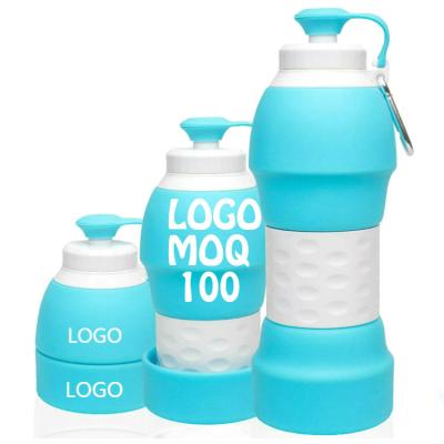 China Customized Disposable Logo Sports Travel Portable Foldable Silicone Water Bottle With Filter for sale