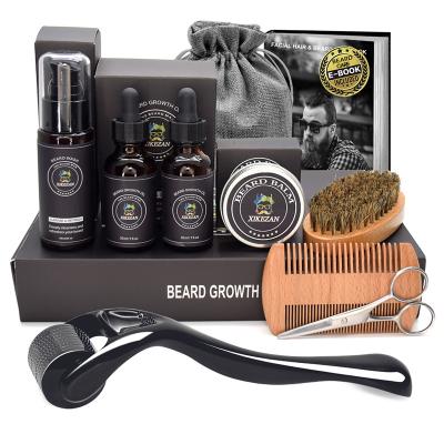 China Amazon Hot Sale Beard Growth Oil Comb Beard Care Kit w/ Derma Roller Pore Remover Amazon Grooming Kit Beard Growth Kit for sale