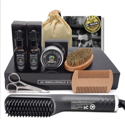 China DEEP CLEANING for Men Christmas New Design Gift Set Oil Comb Scissors Soft Beard Straightener Passionate Beard Straightener Brush for sale