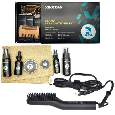 China Amazon Hot Sale Premium DEEP CLEANING Kit Oils Balm Beard Straighter Beard Care Straightening Comb Brush Beard Kit for sale