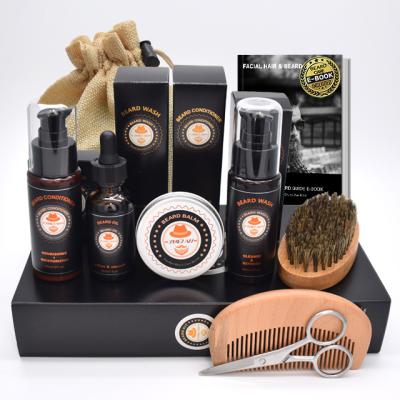 China DEEP CLEANING Private Label Ready to Ship Organic Men's Grooming Kit Christmas Gifts Beard Growth Oil Brush Scissors Comb Beard Care Kit for sale