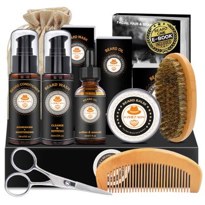 China DEEP CLEANSING Read To Beard Grooming Oil Balm Kit Scissor Comb Brush Beard Growth Grooming Kit Gifts For Men Organic Private Label Ship for sale