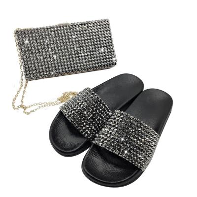 China Fashoion High Quality Rhinestone Evening Purse And Slipper Set For Women Handbag for sale