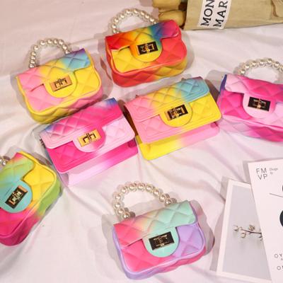 China Fashoion 2020 Fashion Colorful Cosmetic Bag Chain Shoulder Cross - Body Kids Jelly Bag Purse Small Mini for sale