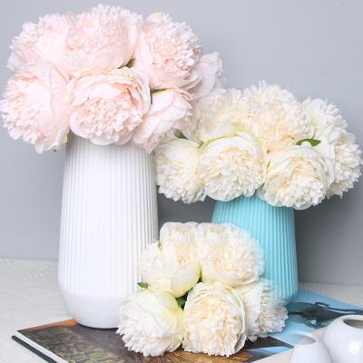 China Five-headed link artificial flower peony decoration European-style home wedding flower hand-friendly environmental friendly for sale