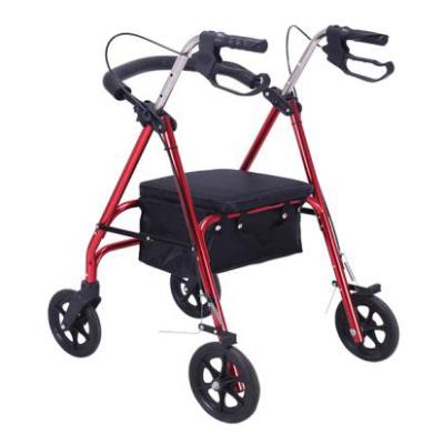 China Aluminum Alloy Walker Rollator Burgundy Older Disabled Walker Caddy for sale