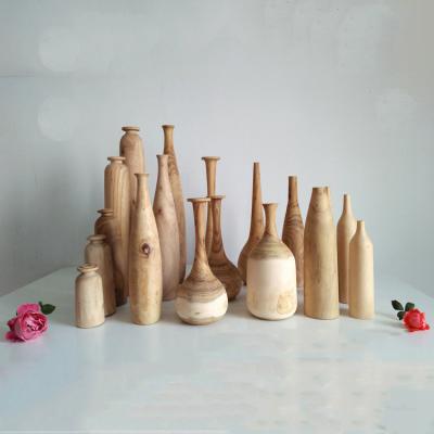 China Contemporary Simple Unique Minimalist Handmade Dried Wooden Vase Coffee Shop Tea Shop Home Decor Flower for sale