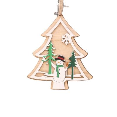 China Educational Wooden Hollow Star Five-pointed Bell Pendants Christmas Decorations Laser Christmas Tree Christmas Entertainment Gift for sale