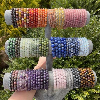 China CLASSIC natural stone bead bracelet custom 8mm charm beads stretch natural stone bead bracelet jewelry for women gift for sale