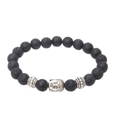 China Wholesale High Quality Zinc Alloy Head CLASSIC Lava Stone Bead Charm Natural Buddha Bracelets for sale