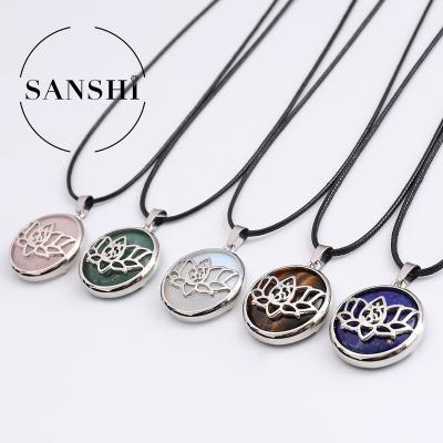 China New Fashion CLASSIC High Quality Natural Amethyst Stone Zinc Alloy Yoga Stone Pendant for sale