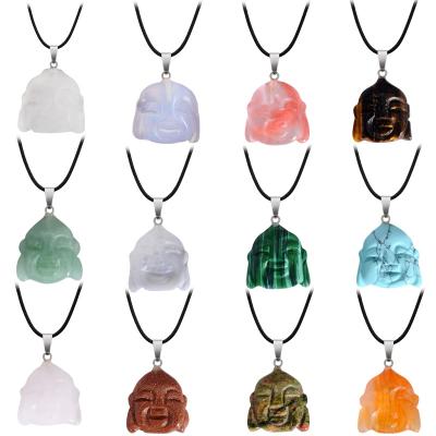 China CLASSIC Jewelry Crystal Buddha Head Natural Stone Custom Multi Color Pendant Carved Pendants for sale