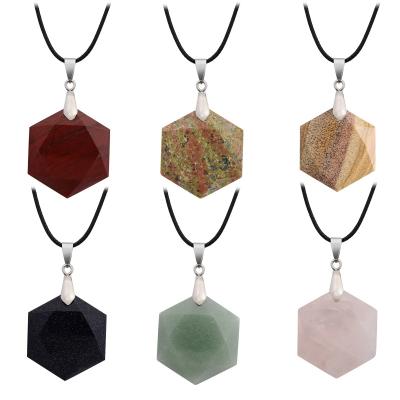 China CLASSIC High Quality Natural Hexagon Stone Star Pendant Amethyst Rose Quartz Jewelry Making Women Charms Pendant for sale