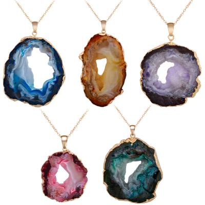 China Best Price Top Quality Irregularity CLASSIC Agate Crystal Hole Pendant Crystal Druzy Pendant for sale