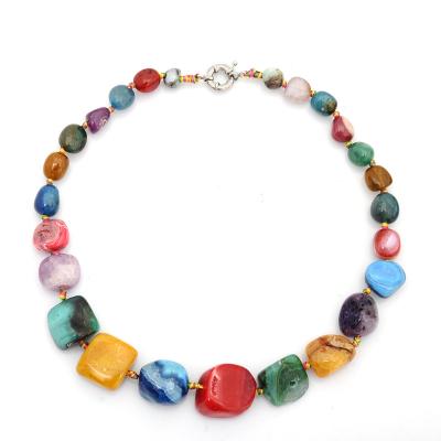 China Wholesale CLASSIC Colored Stone Necklace Wholesale Color Irregularity Onyx Handmade Jewelry for sale