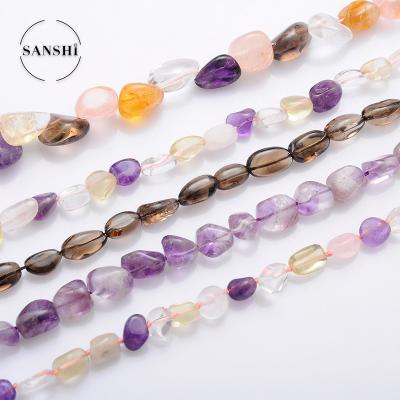 China CLASSIC Wholesale Small Amethyst Rose Quartz Clear Quartz Crushed Stone Necklace Women Stone Jewelry for sale