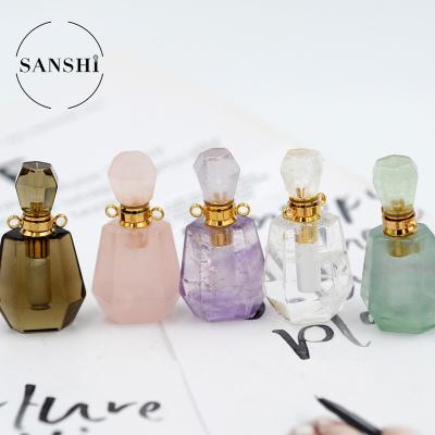 China CLASSIC Hot Sale Amazonite Green Amethyst Quartz Genuine Gemstone Lazulite Antique Perfume Bottle Vase Pendant Charm For Necklaces for sale