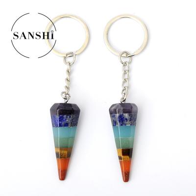 China Wholesale Natural Mixed Charm Crystal Stone Semi-Precious Seven Chakra Key Chain Healing Gift Crystal Key Chain for sale