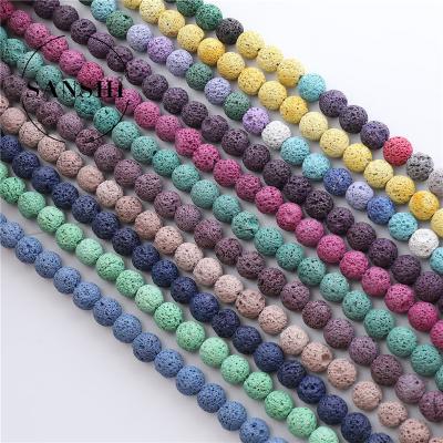 China Factory Wholesale Fashionable Lava Round Bead DIY Jewelry Color Custom 8mm Stone Accessories for sale