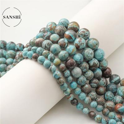 China Wholesale High Quality Natural Stone Beads Ocean Jasper Round Beads DIY Accessories Women Stone Necklaces for sale