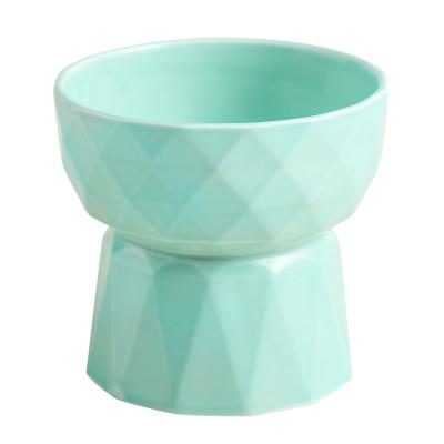 China Diamond Style High Stand Anti Vomiting Pet Viable Ceramic Bowl High for sale