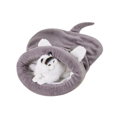 China Small Guy Durable Self Warming Plush Cat Cave Bed Comfortable Pet Viable Sleeping Bag for sale