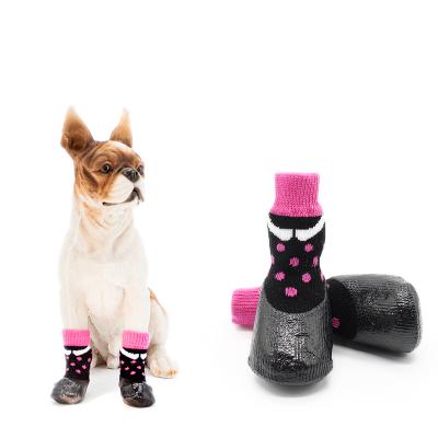 China Promotion Pet Products Viable Dog Shoes Pet Shoes Waterproof Non-slip Middle And Small Dog Rain Boots 4 Packs for sale