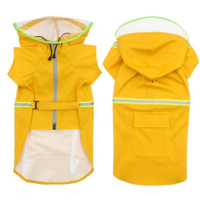 China Amazon Viable Hot Selling Zipper Closed Waterproof Rain Jacket Dog Lightweight Dog Raincoat With Adjustable Waist Strap for sale