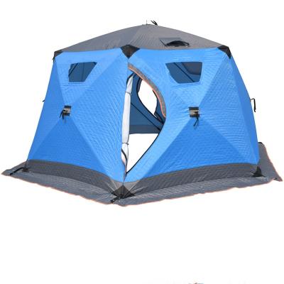 China High Quality Revo Triple-Layer Fabric Ice Fishing Tent Hexagon Winter Fishing Outdoor Fishing Tent To Keep Warm for sale