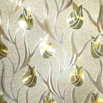 China Self Adhesive Embossing Rose Gold Flower PVC Exterior Bonding Decorative Film G027A for sale