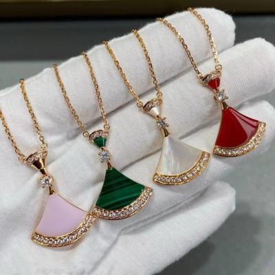 China Europe and America Fashion designer luxury brand jewelry Fan Necklace Ladies Exquisite Classic Fritillary Onyx Skirt Pendant Necklace for sale