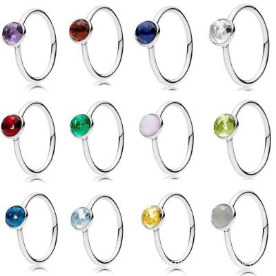 China Trendy Fashion brand Designer Jewelry 925 sterling silver simple round opal rhinestone Ring Female pendora 1:1 full range for sale