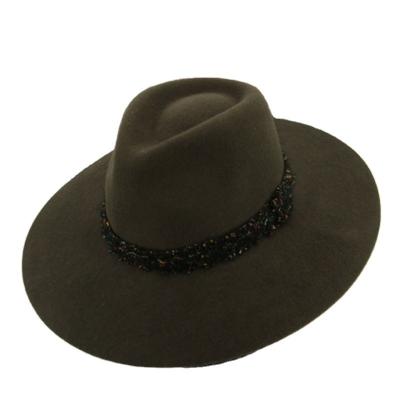 China Wholesale Price 100% Wool Felt Hat Australian Style Hard Hat 100% Wool Wide Flat Brim Felt Fedora Hats for sale