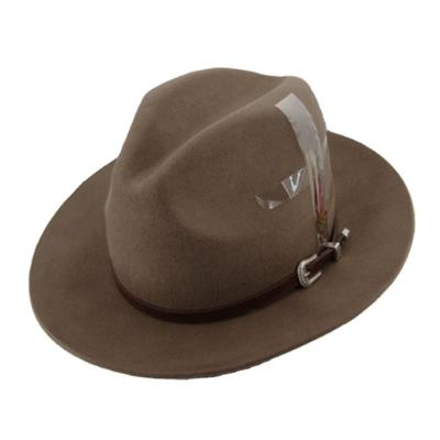 China fashion stylish unisex 100% wool australian hat wool felt wide brim Fedora Hat Plain Felt Cowboy hats for sale