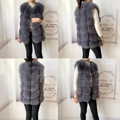 China Free Shipping Real Fur Coat Anti-wrinkle Fox Fur Natural Luxurious Warm Sleeveless Dark Buckle Jacket High Quality Natural Vest Fashion for sale