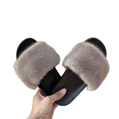 China 2020 NEW fashion real fur breathable slides colorswomen custom logo mink fur multi furry outdoor sandals slippers wholesale for sale