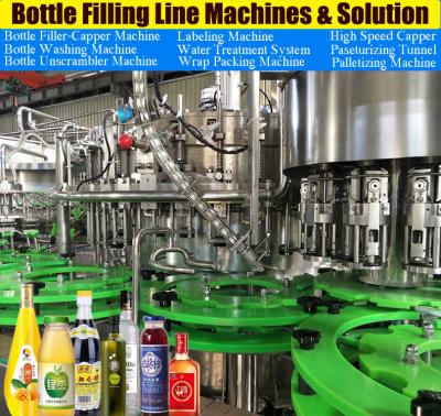 China O GV certificou a árvore automática de Juice Filling Machine da garrafa 10000BPH de vidro em uma máquina do capsulador da garrafa à venda