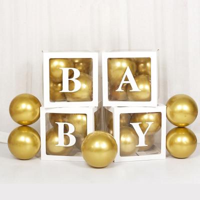 China Party Toys 4PCS Baby Shower White Box Balloon Set Gift Favors Letter Boy Transparent Box For Baby Shower Decorations Birthday for sale