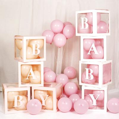 China Party Toys Wholesale Displaying Birthday Wedding Paper Baby Shower Party Transparent Blocks Sets 4pcs Balloon Boxes for sale