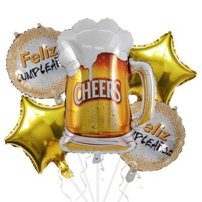 China Beauty Decorations Beer Cup Birthday Party Balloon Set 18inch Gold Spanish Star Birthday Party Decoration for sale