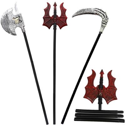 China Disposable Plastic Halloween Weapon Ghost Festival Simulation Weapon Trident Ax Death Scyth for sale